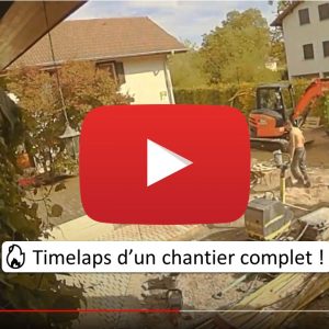 timelaps chantier paysagiste pays-de-gex prévessin. aménagement cour terrasse-bois pavés