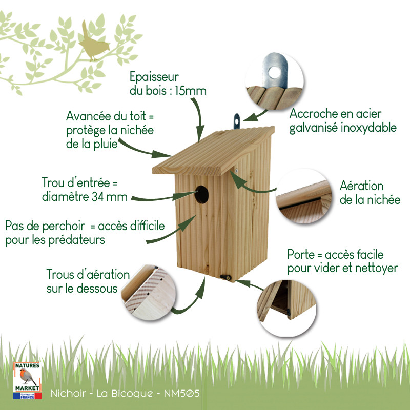 nichoir pour mésanges installation paysagiste jardinier entretien de jardin chenilles processionnaires nid oiseaux cabane mangeoire