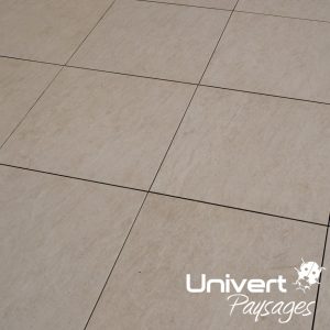 Aménagement paysager Divonne Pays-de-gex Univert Coccinelle piscine terrasse grès cérame abri mur plantations fruitiers arbres fleurs jardin