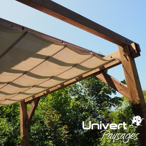 Pergola jardin terrasse aménagement-paysager univert-paysages extérieur pays-de-gex haute-savoie vuache bois aluminium plantes collonges vulbens valleiry farges gonville challex pougny thoiry sergy prévessin crozet echenevex chevry