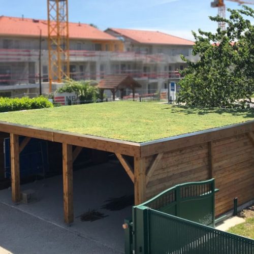 carport moduland univert paysages à segny pays-de-gex abri voitures bois garage chalet écologie paysagiste haute-savoie ain cessy chalet jardin