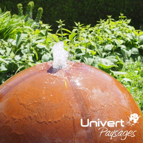 décoration fontaine de jardin oiseaux corten aménagement aquatique paysagiste ain haute-savoie genève annemasse